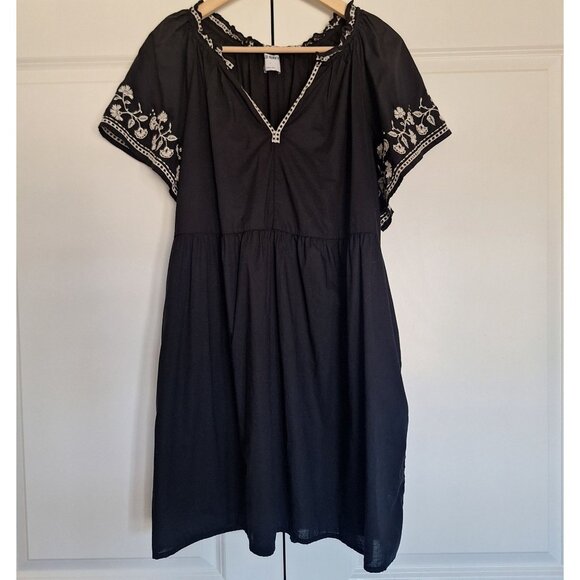 💙 Old Navy Cotton Embroidered Lined Pockets Dress Size L/XL Fall Cottage Boho - Picture 7 of 7